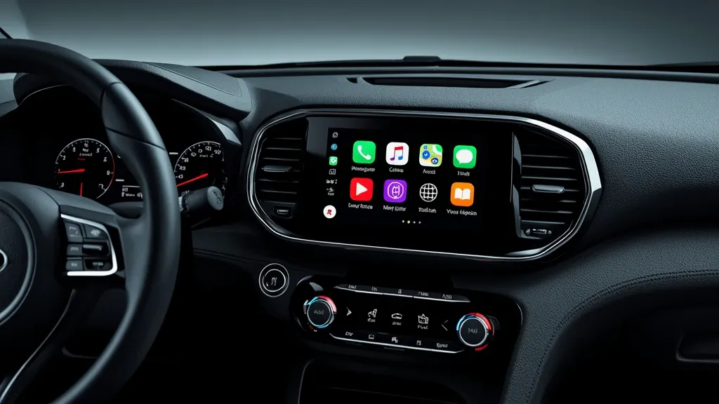 Close-up of the Kia Forte 10.25-inch touchscreen infotainment system displaying Apple CarPlay and modern digital interface.
