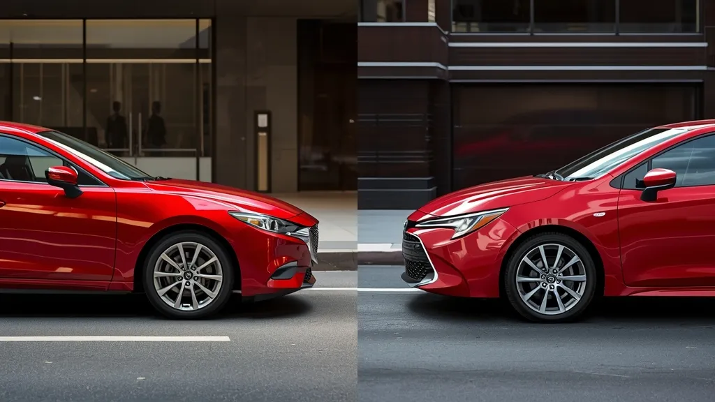 Mazda 3 vs Toyota Corolla exterior design comparison, showcasing sleek Kodo vs sharp Keen Look styling.