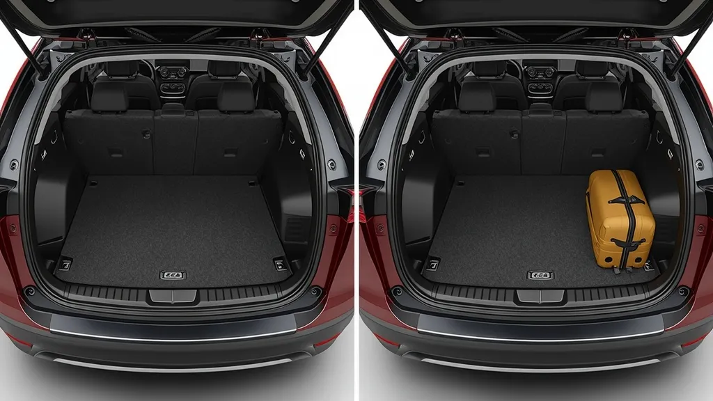 Side-by-side comparison of Mazda CX-5 and Honda CR-V cargo space with rear seats folded down.