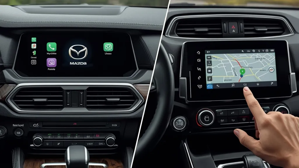 Comparison of Mazda CX-5 rotary infotainment controller and Honda CR-V touchscreen interface.