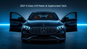 Mercedes S-Class 2027, luxury sedan, V8 engine, Superscreen infotainment, Mercedes upgrade, premium automotive technology, German luxury car 1