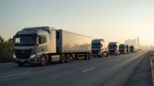 autonomous trucks, self-driving trucks, SANY, Pony AI, 1+4 convoy, autonomous freight, heavy-duty trucks, electric truck technology 1