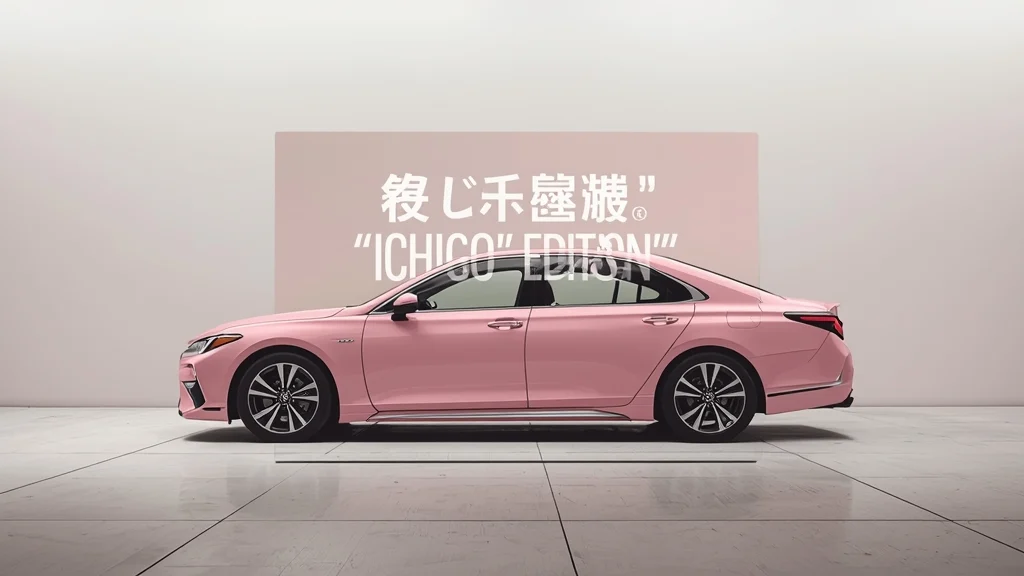 Toyota Crown, pink Toyota Crown, limited edition Toyota, Toyota hybrid, Japanese luxury car, Tochigi strawberries, special edition car 1