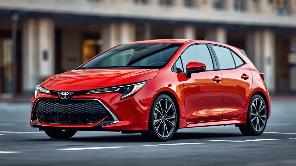 Modern Toyota Corolla Hatchback in a vibrant color, showcasing its sporty design and versatile appeal.