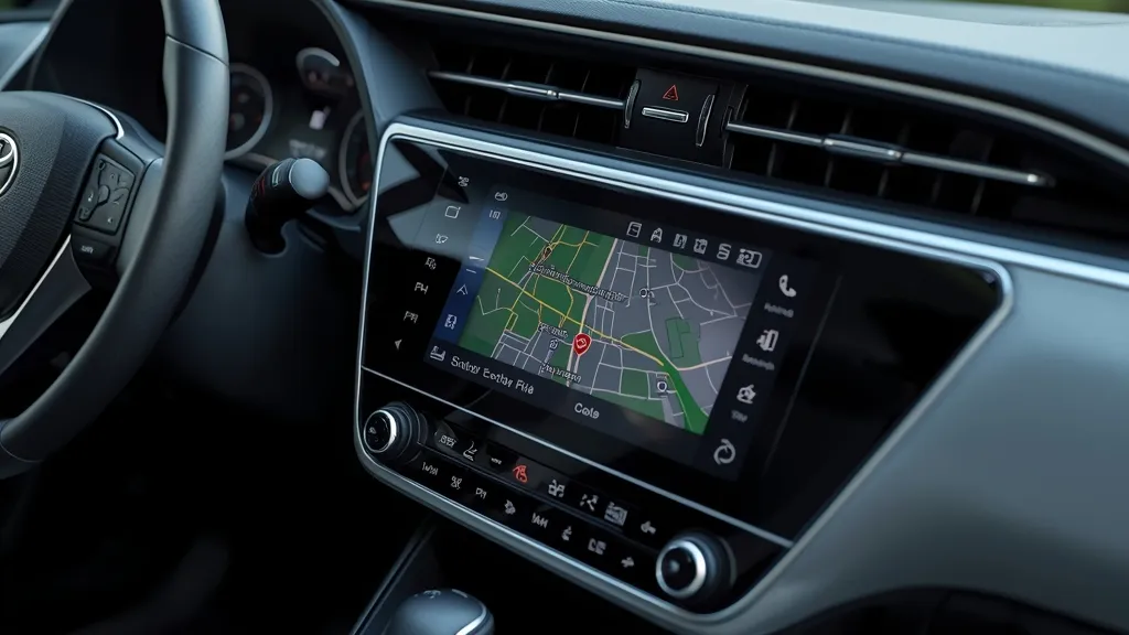 Toyota Corolla's modern infotainment screen displaying navigation, highlighting advanced connectivity and user-friendly technology.