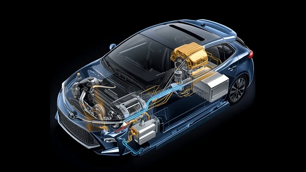 Toyota Corolla 2026 hybrid powertrain system, showcasing electric motor and efficient engine components.