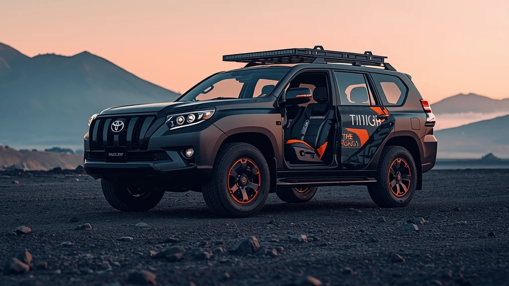 Toyota Land Cruiser upgrade, Land Cruiser Prado refurbishment, eco-friendly car makeover, off-road vehicle customization, The North Face partnership, Spiber protein material, Newscape package 1