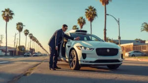 self-driving taxi, Waymo robotaxi, door closing service, towing Los Angeles, Honk app, autonomous vehicle rescue, robotaxi maintenance 1