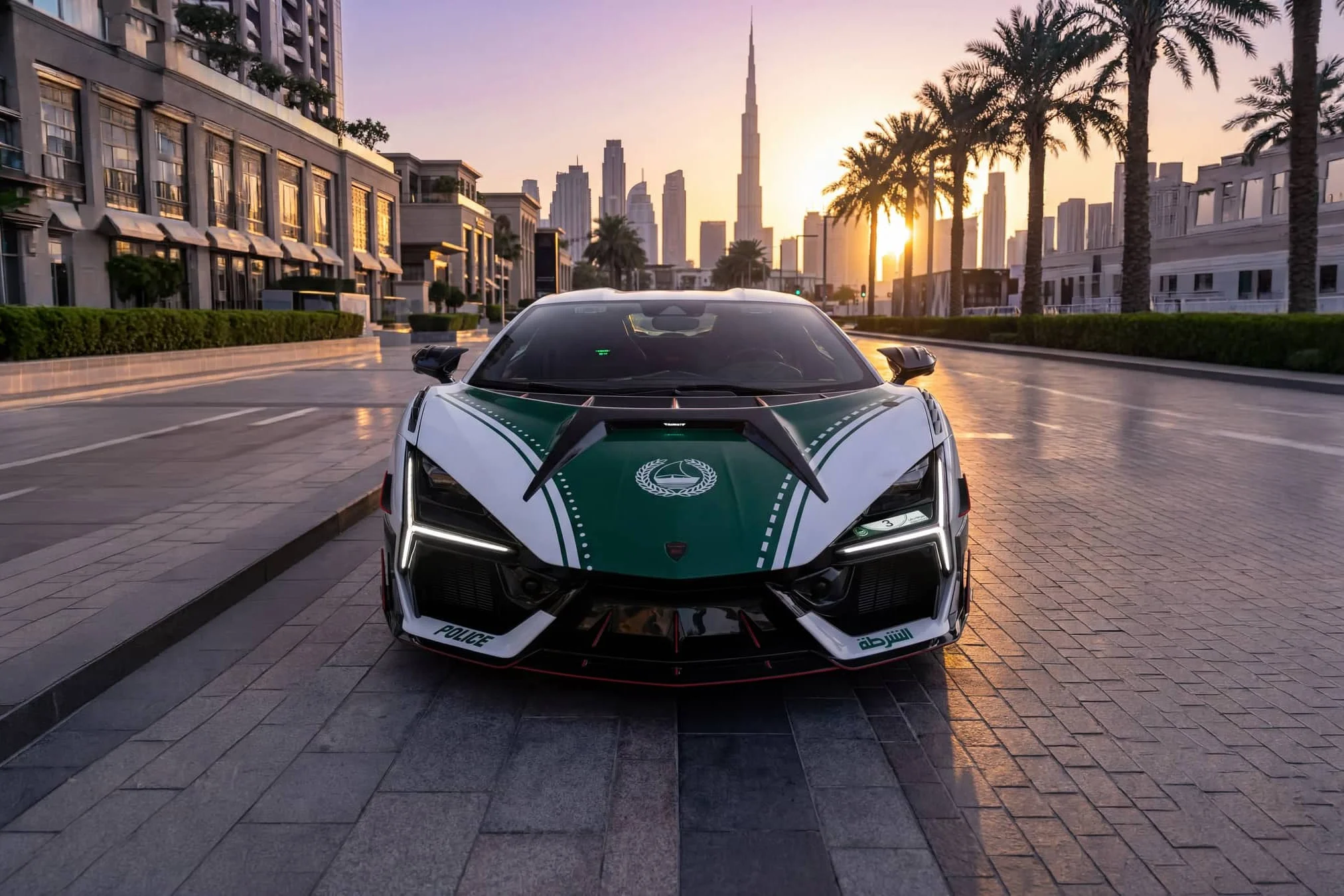 Lamborghini Revuelto, Mansory Initiate, Dubai Police supercar, high-performance luxury car, $1.1 million hypercar, V12 supercar, aftermarket tuning, exotic police vehicle 5