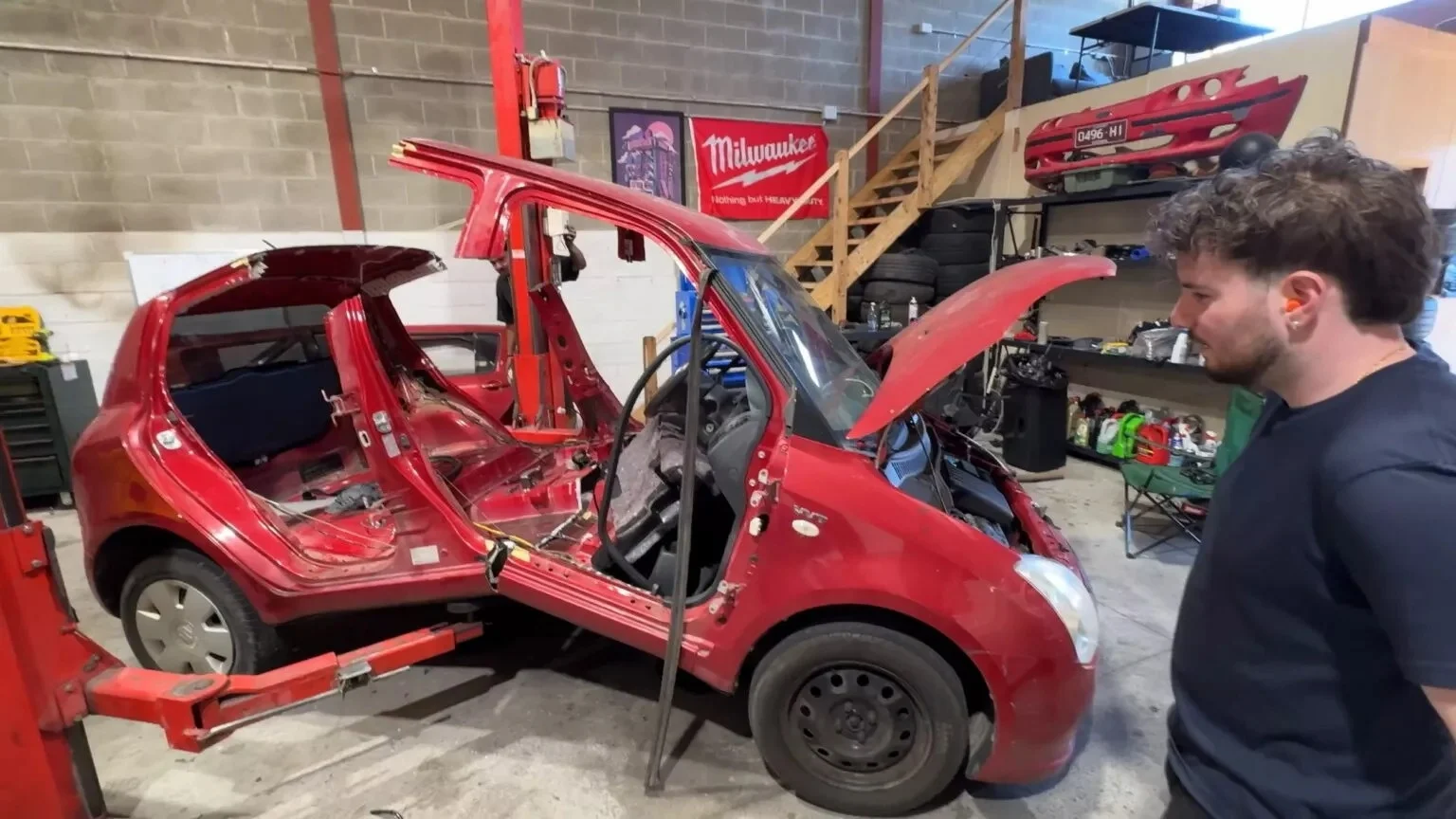 mini car conversion, car modification, Suzuki Swift project, DIY car build, custom tiny car, flamethrower car, automotive creativity 3