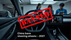 yoke steering wheel, electric car safety, China automotive regulations, Tesla yoke, crash safety standards, vehicle design bans, 2027 car regulations 1