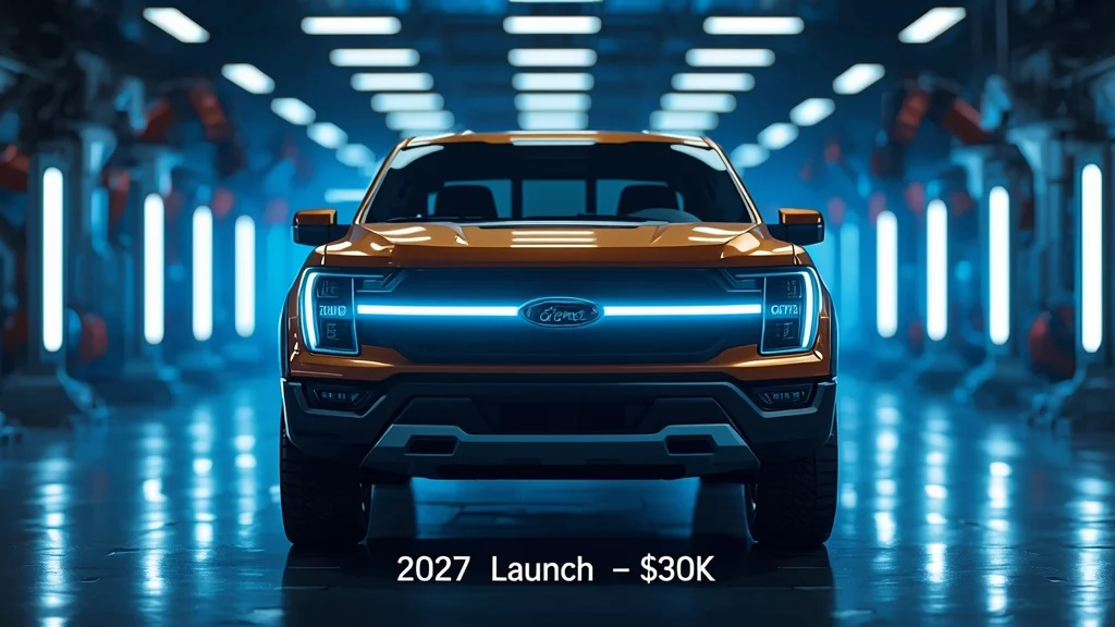 Ford electric pickup, mid-size electric truck, 2027 electric vehicle, gigacasting, aerodynamic EV design, LFP battery, electric pickup price 1