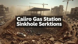 Cairo sinkhole, gas station collapse, New Cairo accident, Egypt ground subsidence, construction site damage, urban geology risk, emergency response Egypt 1