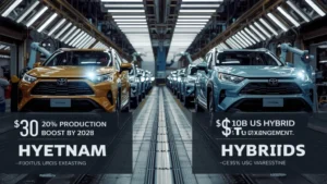 Toyota hybrid production, global hybrid vehicles, EV demand decline, Toyota investment USA, hybrid sales Vietnam, automotive market trends 1