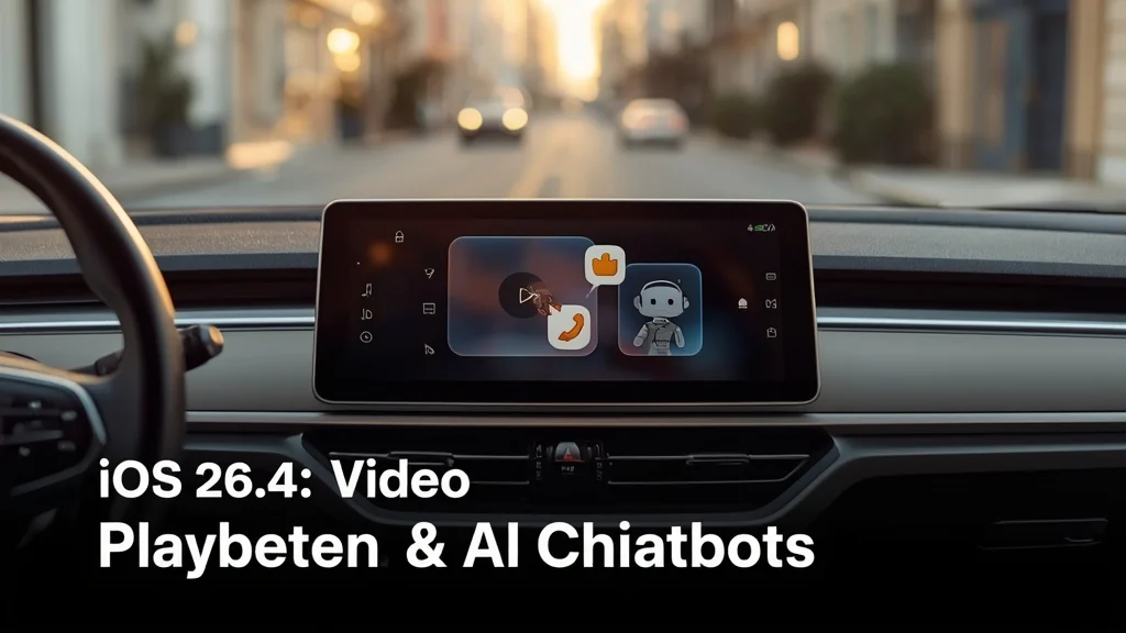 Apple CarPlay, iOS 26.4 update, video playback in car, AI chatbot integration, third-party voice assistant, automotive infotainment, Siri alternative 1