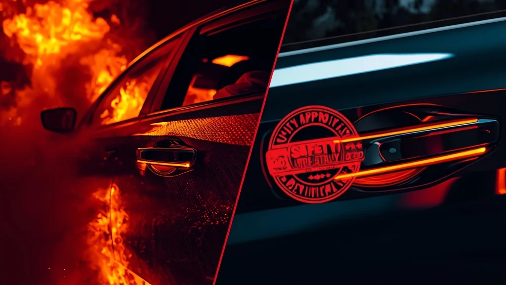 hidden door handles, car fire safety, Dongfeng eπ007, electric vehicle fire, automotive safety standards, China vehicle regulations, emergency egress, car crash rescue 1