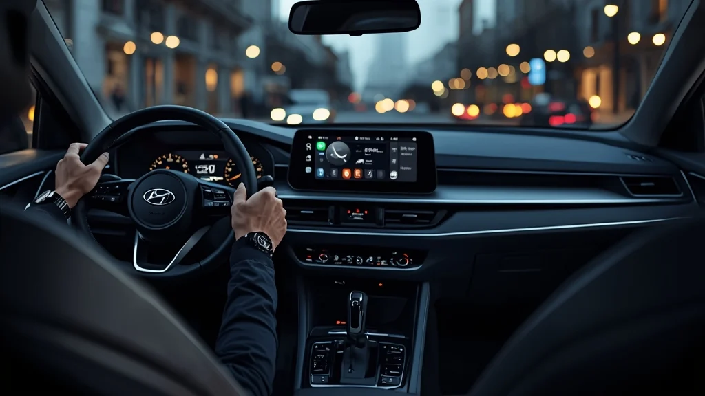 Hyundai Elantra interior, 2027 Hyundai Elantra, large touchscreen car, Android Automotive OS, digital dashboard, AI voice assistant, Software Defined Vehicle, Pleos Connect 1