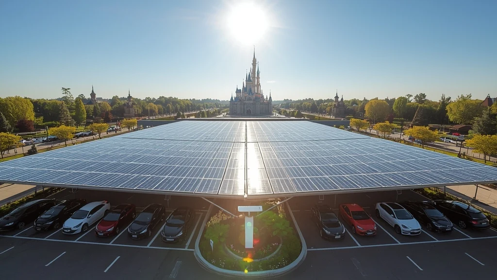 Disneyland Paris solar parking, renewable energy Europe, solar canopy project, sustainable tourism, solar power parking lot, green infrastructure 1