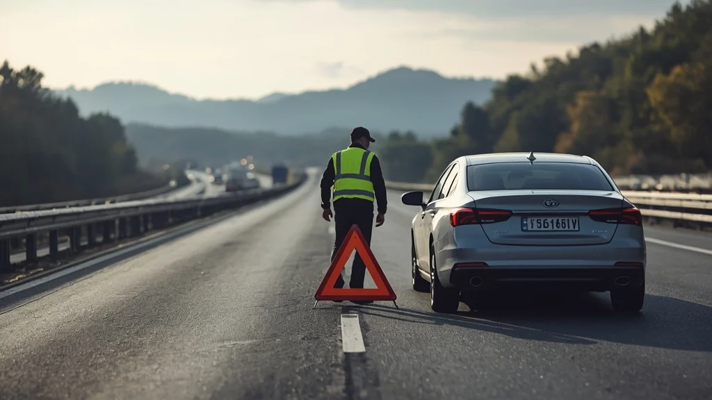 highway emergency stop, warning triangle placement, traffic safety fines, road hazard warning, vehicle breakdown safety, traffic police regulations 1