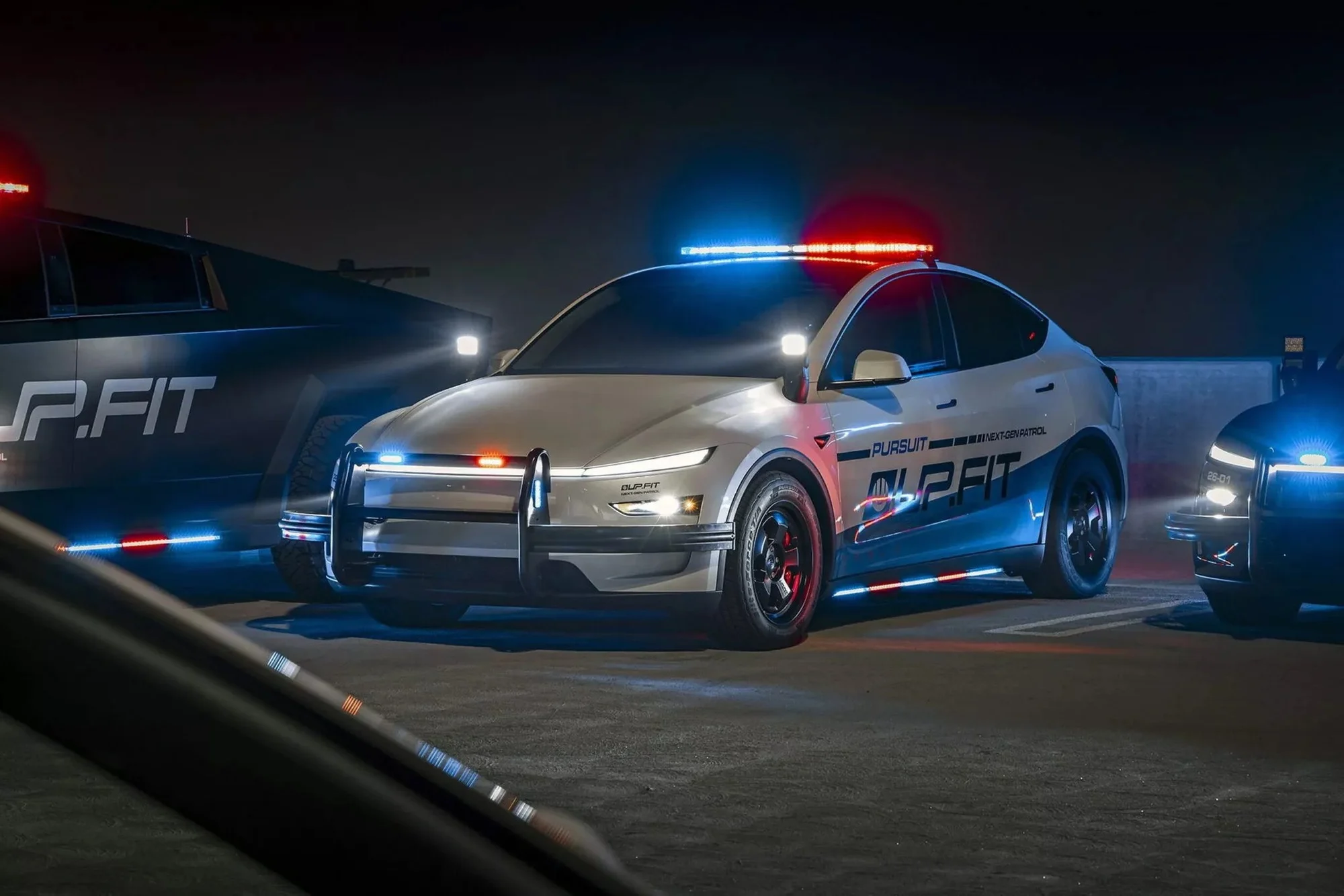 Tesla police car, electric patrol vehicle, Model Y police, police fleet savings, electric police SUV, Tesla Model Y patrol, law enforcement EV 3