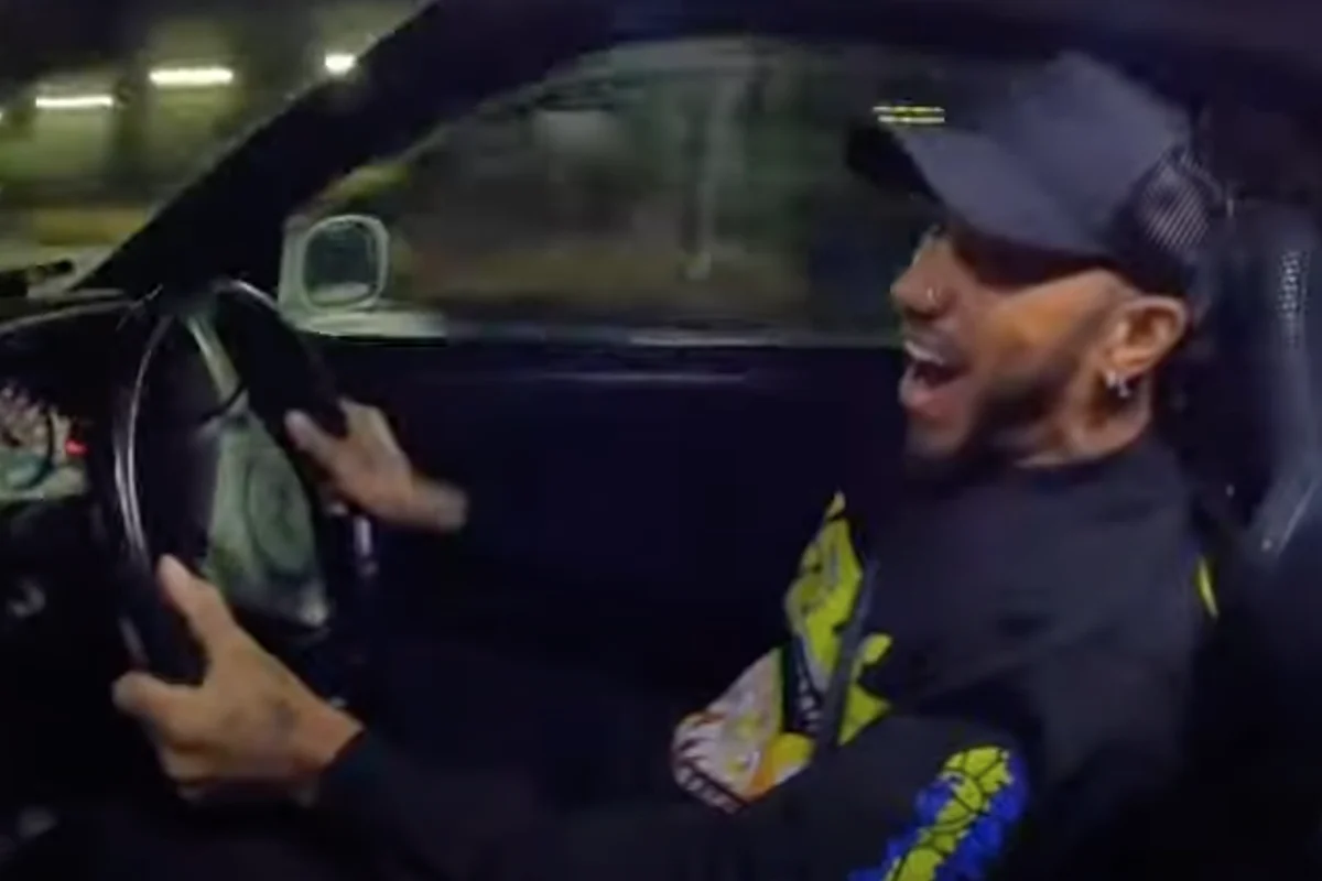 Lewis Hamilton, Ferrari F40, Daikoku PA, JDM culture, Formula 1, supercar burnout, Ferrari Icona Series 9