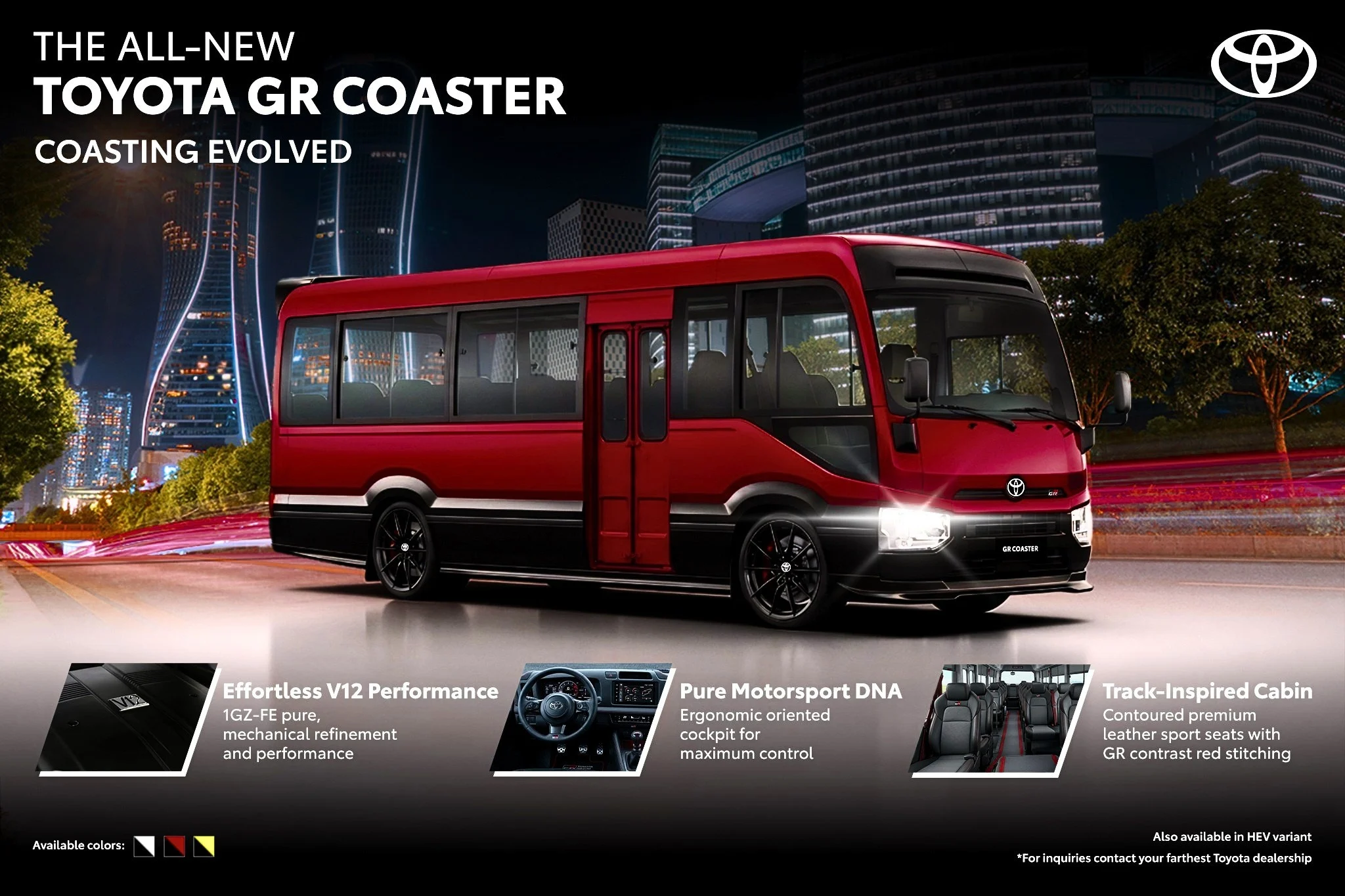 Toyota GR Coaster, V12 bus, Gazoo Racing, Toyota Philippines, high-performance bus, April Fools automotive, custom Toyota bus 2