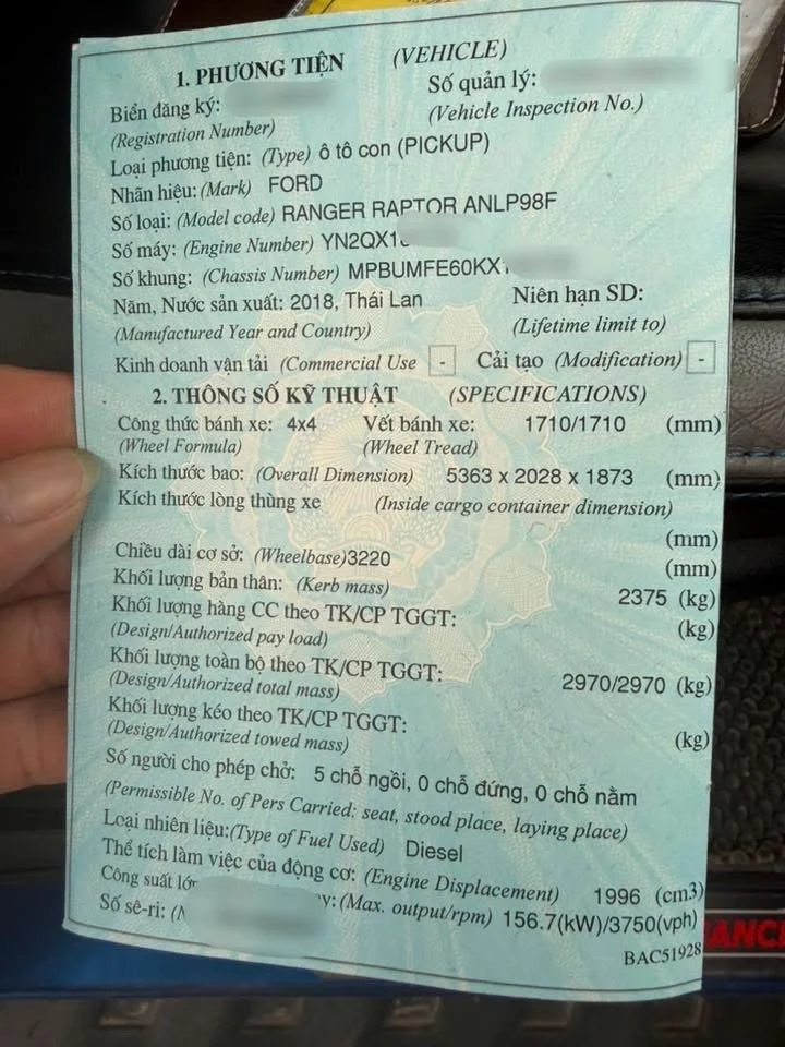 Ford Ranger Raptor classification, Vietnam pickup regulations, passenger car registration, pickup vs car tax Vietnam, Ford Ranger Raptor Vietnam, vehicle classification law, pickup truck tax 2