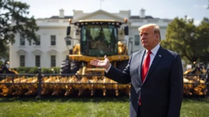 Donald Trump, gold-plated tractor, Fendt 1167 Vario MT, AGCO, US agriculture, luxury farming equipment, American farmers support 1