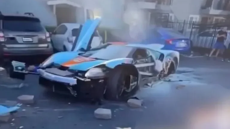 Ford GT accident, supercar crash California, rare Ford GT, luxury car wreck, Ford GT price, carbon fiber chassis 2