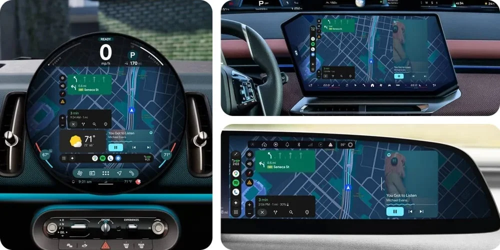 Android Auto, Google Maps, AI navigation, Gemini AI, 3D navigation, automotive UI, full HD video, Dolby Atmos 2