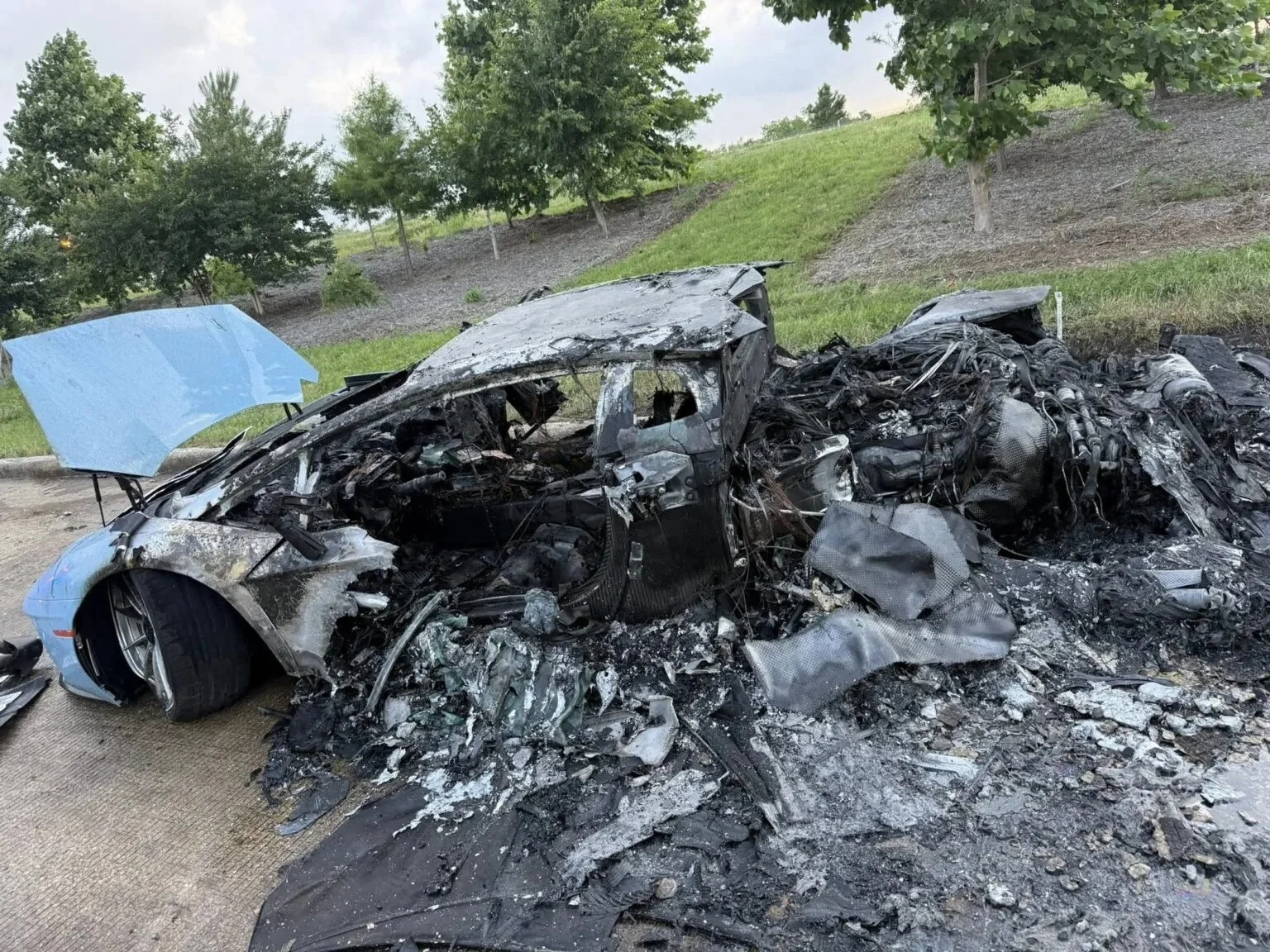 Lamborghini crash, Aventador S accident, Revuelto collision, Texas supercar crash, luxury car crash, exotic car incident, car fire Texas 2