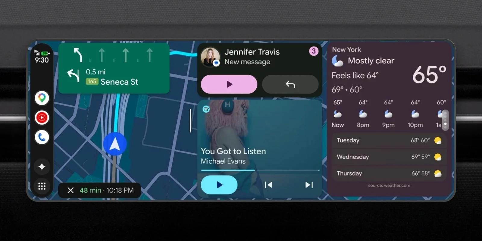 Android Auto, Google Maps, AI navigation, Gemini AI, 3D navigation, automotive UI, full HD video, Dolby Atmos 4
