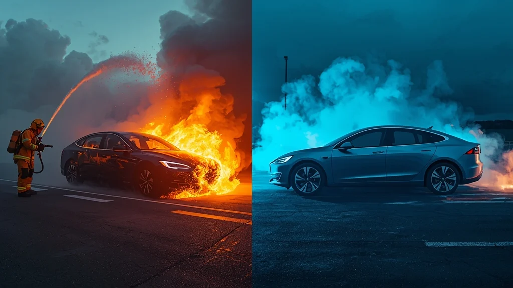 EV fire safety, gas car fire, lithium-ion battery fire, thermal runaway, car fire extinguishing, vehicle fire safety 1