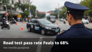 Vietnam driving test, road test pass rate, traffic police, driver licensing, road safety Vietnam, traffic safety, driving exam standards 1