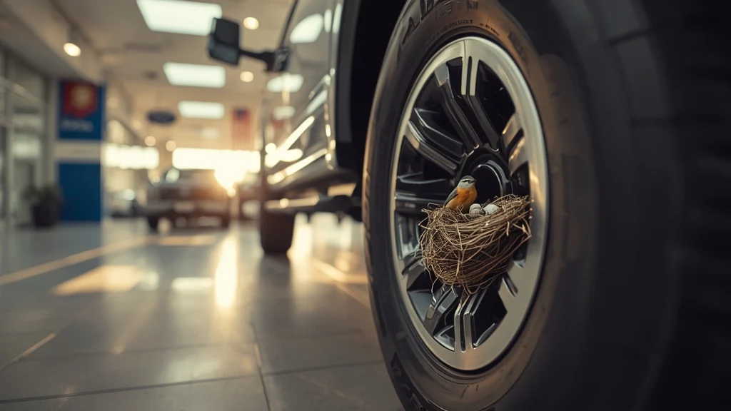 Ford F-250 Super Duty, bird nest delay, Kansas Ford dealer, red‑breasted nuthatch, automotive wildlife, vehicle delivery delay, bird protection law 1