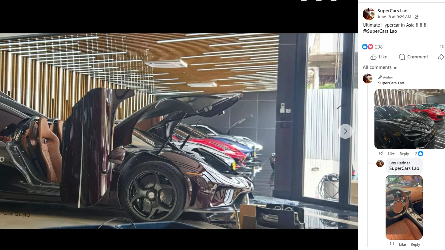Koenigsegg Regera, McLaren Senna, Laos hypercars, Vietnamese billionaire cars, exotic car sightings, luxury supercars, Hoàng Kim Khánh collection 2