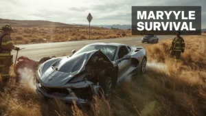 Chevrolet Corvette C8, car crash, Fresno California accident, driver survival, sports car safety, high speed collision, vehicle wreckage 1