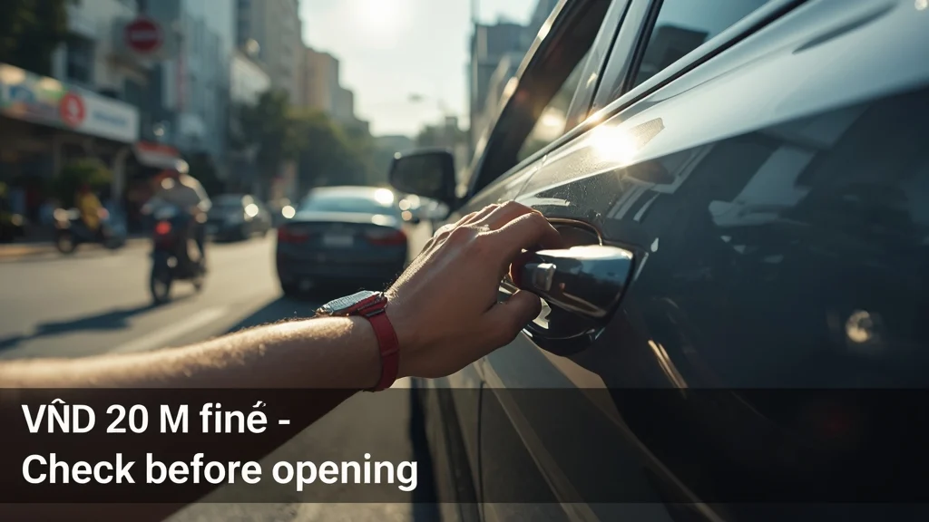 car door opening fine, traffic safety Vietnam, vehicle door violation, road accident prevention, driver responsibility, VND20 million fine, traffic law Decree 168 1