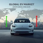 global EV market, electric vehicle sales, Europe EV growth, China EV decline, North America EV market, battery electric vehicles, plug-in hybrid 1