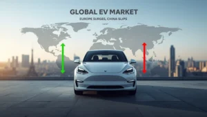 global EV market, electric vehicle sales, Europe EV growth, China EV decline, North America EV market, battery electric vehicles, plug-in hybrid 1