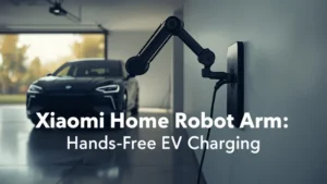 Xiaomi robot charger, automatic EV charging, home charging robot, electric vehicle charging robot, smart EV charger, autonomous car charging, robot arm charger 1