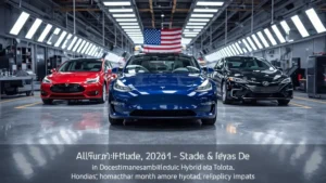 American-made cars, Tesla Model 3, hybrid vehicles, US auto industry 2026, Cars.com index, domestic car production, electric vehicle trends 1