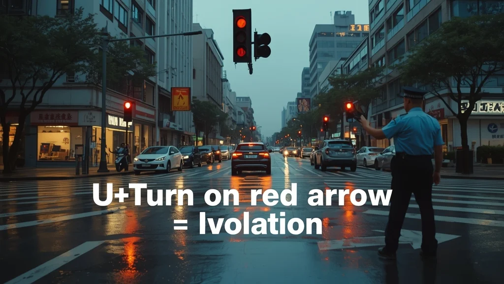 U-turn traffic violation, red left turn signal, Vietnam road rules, traffic light penalties, road safety Vietnam, left turn arrow red, traffic law enforcement 1