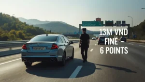 highway parking fine, illegal parking penalty, Vietnam traffic law, road safety, driver license points, traffic violation fine, emergency stop highway 1