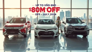 Japanese car discounts, Mitsubishi Xpander price cut, Toyota Veloz Cross promotion, Subaru Forester deal, July 2024 auto sales, Vietnam car offers, automotive incentives 1