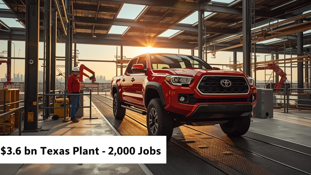 Toyota Texas plant, Toyota Tacoma production, US auto investment, automotive jobs Texas, Toyota manufacturing USA, truck assembly Texas, US car industry 1